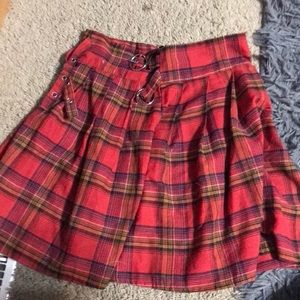 plaid red skirt